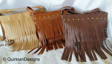 Brown Fake Leather Tassels Bag, Day HandBag, Shopping Handbag, Faux Leather Bag, Office Wear